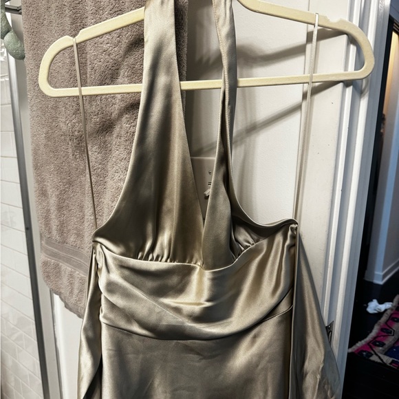 Zara Satin Silky Halter Open Back Mini Dress - Picture 2 of 4